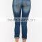 2017 new style euro fashion ladies skinny scratch washed jeans