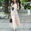 Maxnegio fashion lace patchwork maxi short sleeve lace casual dress
