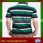 Custom 100% Cotton Dark Green Stripe Polo Neck Short Sleeve With 1/4 Collar Open