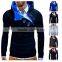 Wholesale men custom made two tone hoodies plain hoodie with side zipper