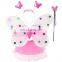 3Pc Set Party Costume Wings Wand Headband Pink Princess Butterfly wings