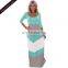 New Color Block Three Quarter Sleeve Dresses Women Summer Casual