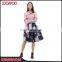 2017 Wholesale Customed Fashion Girl Flower Blue Midi Printed Women Umbrella Skirt