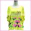 lace bell sleeves sequined duplex printing casual chiffon lady blouse