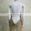 new design dress metal diamond night club sexy dress wholesale gold sliver backless halter dress for adult