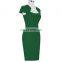 Grace Karin Ladies Dark Green Hips Wrapped Cap Sleeve Retro Vintage Pencil Bodycon Dress CL008947-5