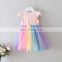 2020 Summer New Kids Girls Dress Children Rainbow Mesh Clothes Dress