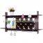 Wall Mount Wooden  Wine Rack Holder  with glass holder and storage shelf
