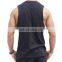 Wholesale High Quality Custom Mens Gym Active Wear Fitness Sports Round Hem Muscle Fit Training Tank Top with Zipper Pocket