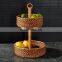 Hot Sale Three Tier Rattan Fruit Basket Cake Stand Round Tray With Leg for Table Handwoven Basket for Breakfast Wholesale