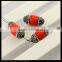 LFD-0085B Yellow / Red Coloured Glaze Beads, with Crystal Rhinestone Paved Gem Stone Loose Beads, Druzy Connector Jewelry