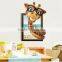 ALFOREVER cute giraffe 3D PVC new arrival hot selling broken mirror wall decals