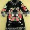 2015 Famous Brand Popular Vintage Key And Flower Embroidery Woolen Black Long Lady Coat