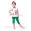 2016 baby girls mermaid top with capri set ,children boutique sets
