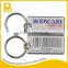 Rectangular custom metal printing logo key tags with 30 mm keyrings