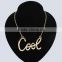 Manufactory custom letter jewelry gold plated letters pendant cool necklace