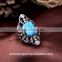 2015 china cheap wholesale fashion natural stone ring square turquoise crystal gun black ring