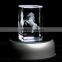 Wholesale Animal Theme and K9 crystal glass Material 3d laser engraving crystal block/cube with LED base