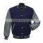 Wool varsity custom made baseball jacket for men ,with leather sleeves.