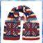 100% acrylic boys chunky stripe knit union scarf ,american flag scarf,flag knit scarf