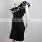 OEM service frill shoulder womens slim tight fitted dresses straight fit dresses