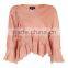 Fast fashion brand supplier Self Fabric Frill Elegant lady's Latest Tops Designs Girls Custom