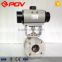 ss316 flanged V type pneumatic ball valve with limit switch