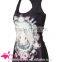 3D White Rabbit Alice In Wonderland Printed Black Summer Tank Top wholesale for women