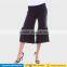 OEM wholesale casual High waist knee length capri palazzo pants ruffle wide leg gaucho pants for women