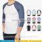 Plain 3/4 sleeve Baseball raglan t-shirts latest shirt designs for men 2015