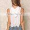 MGOO 2017 New Arrival Off White Jersey Crop Hoodies Custom 100% Cotton Plain Basic Sleeveless Running Tops