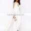 New Arrival Bridal Jumpsuit With Detachable Cape Deep V Neck Maxi Dress White Elegant Slip Dress