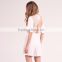 WOMEN round neck and short sleeves sexy lace bare back jumpsuit