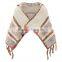 Fashionable Girl Knitting Poncho With Hat Sweater