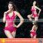 Fashion Mature Women Sexy Hot Pink Lace One Piece Swimwear Monikini