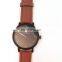 Customized Logo Black Case Brown Leather Japan Quartz Movement MEN Wrist Watch