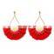 Alloy Big Circle Fan-shaped Tassel Fringe Dangle Drop Becautiful Earrings