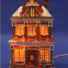 Christmas church house with LED lights  coffee shop Musical Ski Scene with  Polyresin Christmas House Decoration