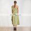 TWOTWINSTYLE Sleeveless Asymmetrical High Waist Ruffles Plaid Midi Dresses Female