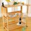Simple and convenient folding Kitchen Cart with bamboo mobile pulley