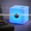 Christmas gift rechargeable cordless Portable plastic music speaker with led lighting cube LED speaker light outdoor waterproof