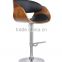 American Style Upholstery PU Leather seater charome base bentwood arm high bar swivel chair