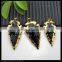 LFD-0072P ~ Wholesale Black Obsidian Druzy Pendant Bead Arrowhead Gold Plated the Edged Fashion Charm Gem Stone Pendant