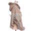 QD30544 Fashion Wool and Acrylic Knit Sweater Poncho Shawl with Raccoon Fur Collar Newest Fur Goods 2014