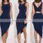 sexy women dresses club girls navy color sleeveless dress