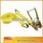 High quality 5Ton 50mm width 50mm tie down strap/ 2" ratchet belt yellow webbing with double J hooks