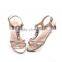 2016 Ladies fashion flat sandal shoes summer new fancy rhinestone t-strap lady flat sandals