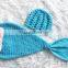 fashion beach wearing handmade crochet mermaid tail photogrphy props for newborn