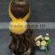 Factory directly wholesale price knitted yellow headband raccoon fur scarf with fur ball