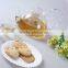 china factory price unique shape hand made heat resistant pyrex glass teapot with infuser